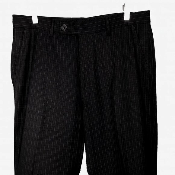 Calvin Klein Black Check Dress Pants 32x32 Flat Front Quiet Luxury Officewear - Picture 6 of 7
